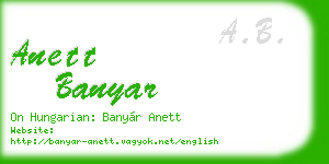 anett banyar business card